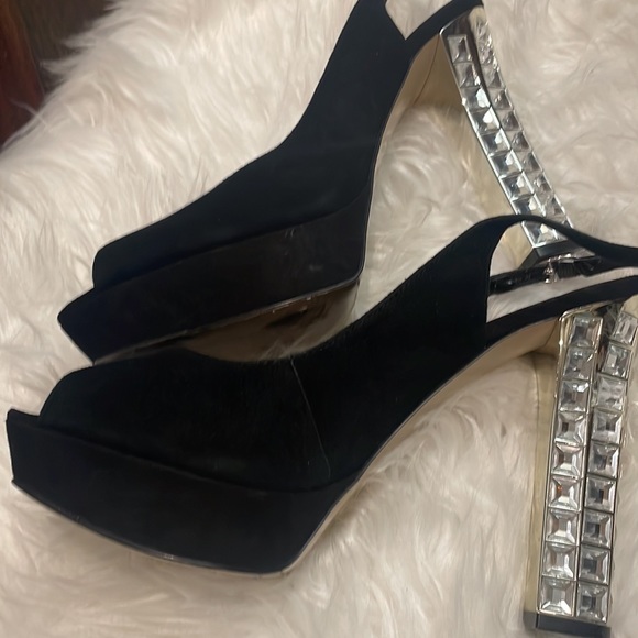Charles & Keith Collection 39 (8.5) Suede Slingback platforms Crystal bling - Picture 7 of 11